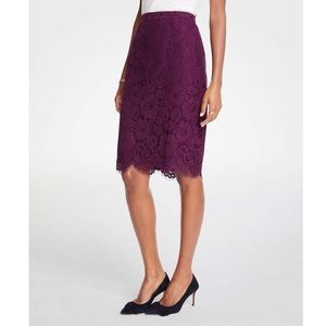 ANN TAYLOR Purple Lace Pencil Skirt